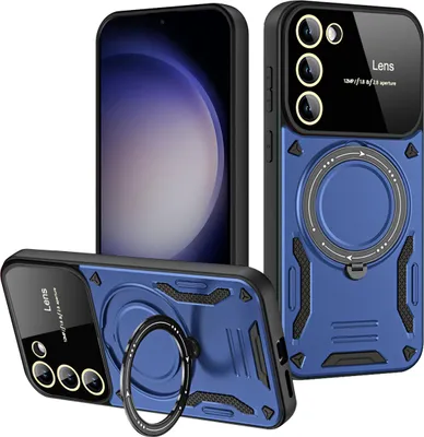 Produktbild von Rüstung Handyhülle für Samsung Galaxy S23+ Dual-Layer Magnetisches Ringhalter Ständer Magsafe Hülle Blau