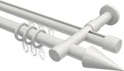 Produktbild von Interdeco Rundrohr-Innenlaufstange / Gardinenstange (Kombination) Weiß, Typ Prestige Savio (Kegel), 20 mm Ø 2-läufig, 480 cm