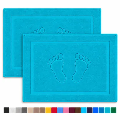 Produktbild von Komfortec Badvorleger 50x80 cm, 2er Set, 100% Baumwolle, 800 g/m², Türkis