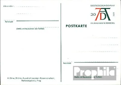 Produktbild von Belege Ganzsachen BRD (BR.Deutschland) 1971 PSo3/05 Amtliche Sonderpostkarte mit Zusatzfrankatur  Dürersignum