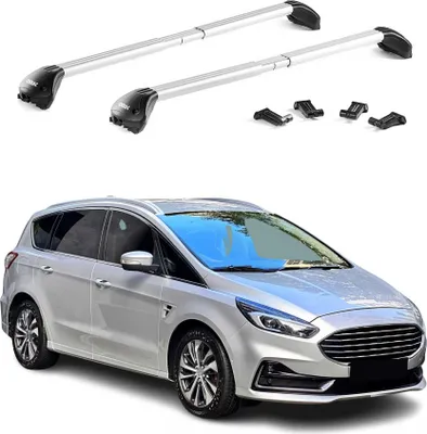 Image de Barres de toit transversales pour Ford S-Max 2015-2025 Alu Gris Argenté 2x ABE