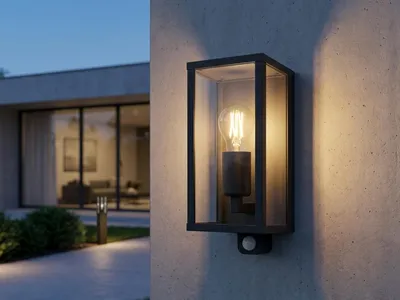 Produktbild von LED Außenwandleuchte mit Bewegungsmelder Fassadenbeleuchtung in Anthrazit H 29cm