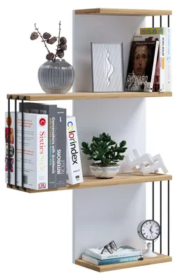 Immagine prodotto di Ripiano pensile moderno in legno – mensola da parete salvaspazio Dolira L, 98 x 68 x 19 cm, elegante ripostiglio e libreria per soggiorno, ufficio e disimpegno