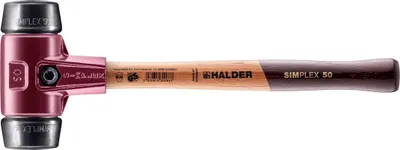 Productafbeelding van Halder Schonhammer, diameter 50 mm, 1170 gram, Simplex rubberen kop / zwart met houten handvat - 3002050