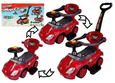 Obrázek produktu pro Odrážedlo s pěchovadlem Mega Car 3v1 červené