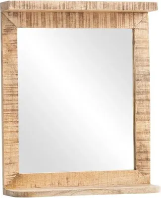 Produktbild von Spiegel Caribou 52x62, Badspiegel mit Holzrahmen, Rustikal mit Ablage