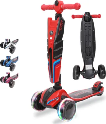 Produktbild von Habib 3-Rad Roller mit LED-Licht | Klappbar & bis 50kg belastbar: Rot