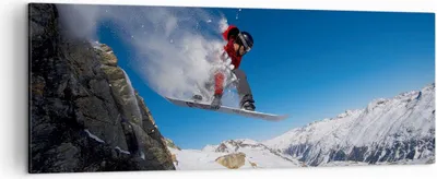 Produktbild von Bild auf Leinwand - Leinwandbild - Snowboard Winter Berg Gipfel - 140x50cm - Wand Bild - Wanddeko - Leinwanddruck - Bilder - Kunstdruck - Wanddekoration - Leinwand bilder - Wandkunst - AB140x50-2236