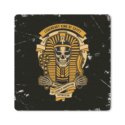 Produktbild von MuchoWow® Mauspad Mousepad Schädel - Pharao - Vintage - Zeichnung 20x20 cm - Mousepads - Maus Mat - Pad - Mausunterlage - Desk Mat - Bureauartikeln
