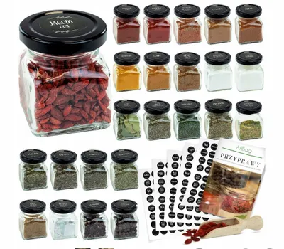 Produktbild von Słoik na żywność, słoik na przyprawy, organizer kuchenny, słoik do przechowywania 24 szklane zakręcane słoiki 120 ml + naklejka na przyprawy PL