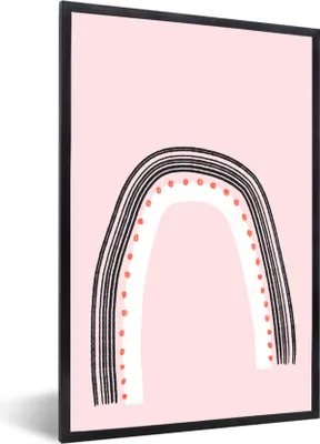 Produktbild von MuchoWow® Gerahmtes Poster Regenbogen - Minimalismus - Rosa 20x30 cm - Poster mit Schwarzem Bilderrahmen Wandposter Rahmen Foto Bilder - Drucken - Bilder Poster im Rahmen
