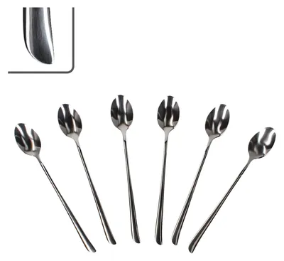 Produktbild von 6er Set Twist lange Latte Macchiato Löffel 6 Pers Longdrink Eis Edelstahl