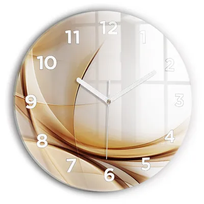Produktbild von Wallfluent Wanduhr – Stilles Quarzuhrwerk - Uhr Dekoration Wohnzimmer Schlafzimmer Küche - Zifferblatt - weiße Zeiger - 30 cm - Goldene Abstraktion