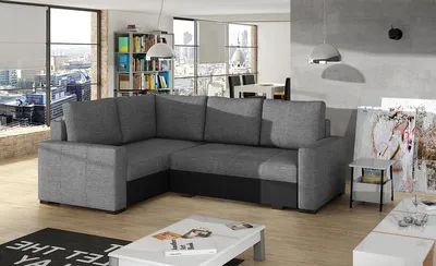 Produktbild von NABBI Ecksofa mit Zersetzung u Lagerraum Castelo L - hellgrau / schwarz