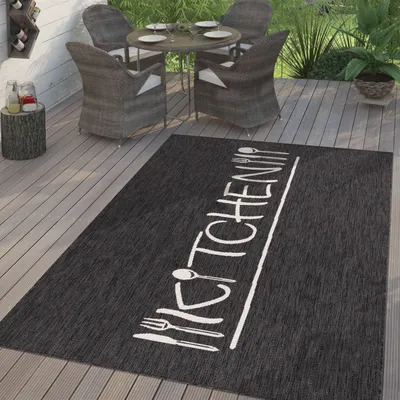 Produktbild von TT Home In-& Outdoorteppich Wetterfest Terrasse Küche Modernes Design Schrift City Größe 160x220 cm