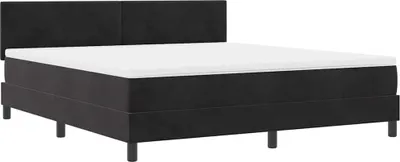 Image de Lit boxspring LED vidaXL avec tête de lit, noir, 180 x 200 cm, velours