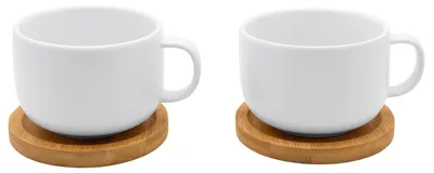 Produktbild von BREDEMEIJER Teebecher Umea mit Untersetzer 250ml 2er Set weiß