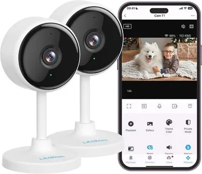 Zdjęcie produktu dla Kamera dla zwierząt domowych z funkcją śledzenia ruchu o 360° i podczerwienią do obserwacji w nocy – kamera WiFi z dwukierunkowym systemem audio, idealna do monitorowania dzieci i zwierząt