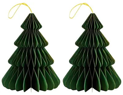 Image de lot de 2 élégantes décorations de Noël Origami Design Vert foncé