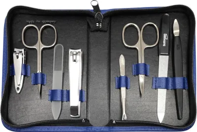 Produktbild von 8-teiliges Maniküre-Set Echtleder Etui · Solingen Instrumente · Germany Blau