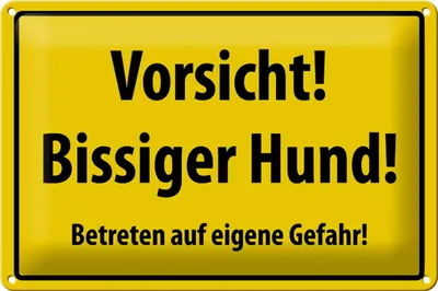Produktbild von Blechschild Warnschild 30x20cm Vorsicht bissiger Hund