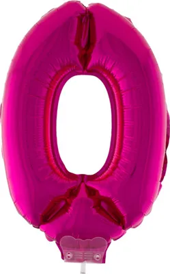 Produktbild von Zahlen Folienballon 41 cm mit Stab - Pink Zahl 0