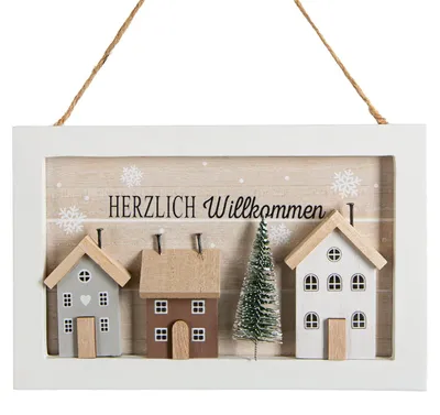 Produktbild von Herzlich Willkommen Türschild Weihnachten aus Holz 23,5 cm