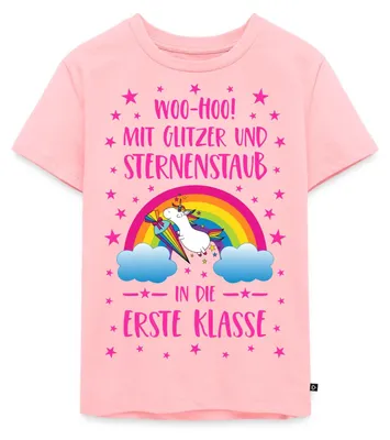 Produktbild von Spreadshirt Mit Glitzer Und Sternen Staub Einschulung Kinder Premium T-Shirt, 110/116 (4 Jahre), Rosa
