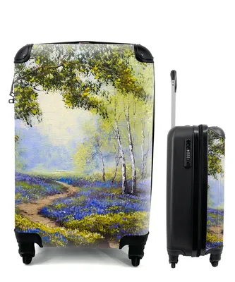 Produktbild von MuchoWow® Koffer Handgepäck Trolley Rollkoffer Kleine Reisekoffer mit 4 Rollen - Gemälde - Natur - Wald - Blumen - Ölfarbe - Cabin Size < 55x40x23 cm & 55x40x20 cm - Fotokoffer - Kabinenkoffer - Boardgepäck - Reise-Box - Reisekoffer - Reisegepäck - Koffer mit Bild - Trolley für Kinder