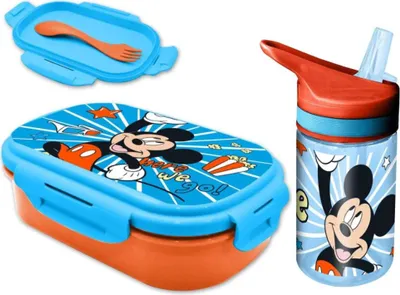Produktbild von Disney Mickey Maus 3 tlg Lunch Set Brotdose Tritan Trinkflasche 400 ml