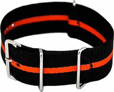 Produktbild von Uhrenarmband Durchzugsband Nylon schwarz orange 22mm NATO STRAP