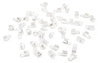 Produktbild von Vintageparts Faltklemmen silberfarben 9x4mm, 50 Stück