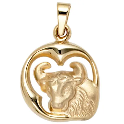 Produktbild von Anhänger Sternzeichen Stier 375 Gold Gelbgold teilmattiert Horoskop
