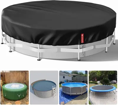 Produktbild von Poolabdeckung 366 cm, rund, wasserdicht, staubdicht, schwarz, für Aufstellpools