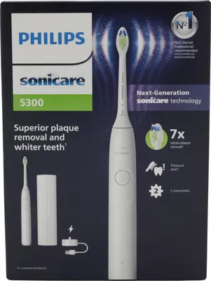 Produktbild von Philips Sonicare 5300 series Series 5300 HX7108/02 Wiederaufladbare Zahnbürste, Erwachsener, Schallzahnbürste, Tägliche Pflege, 62000 Bewegungen pro Minute, Weiß, 2 min, 4 x 30 sec