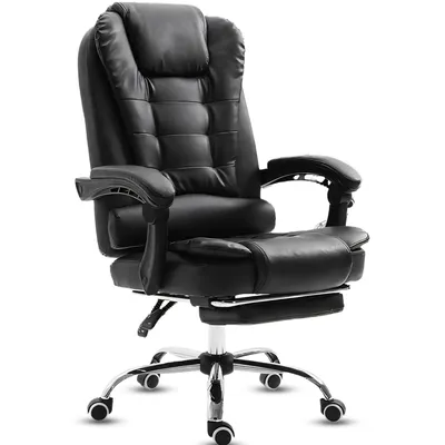 Produktbild von Bürostuhl – Ergonomischer Sitz Schreibtischstuhl mit Weichen Armlehnen,Fußstütze, Chefsessel Lordosenstütze Rückenlehne Sitz, Drehstuhl Schwarz, Retoo
