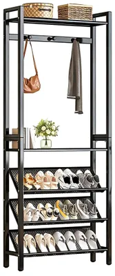 Image de Étagère à chaussures, rangement d'entrée, solution de rangement multifonctionnelle, noir