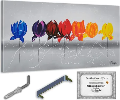 Immagine prodotto di Monica Mirafiori I 100% DIPINTO A MANO I Quadro Papavero Arcobaleno 140x70cm | Quadro Dipinto a Mano | Quadro Acrilico | Quadro Acrilico Molto Grande I Arte Moderna I Quadri d'Arte