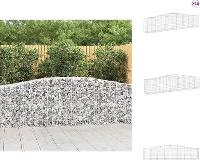 Produktbild von vidaXL Gabionen mit Hochbogen 10 Stk. 400x50x80/100cm Verzinktes Eisen -  Blumentöpfe & Pflanzgefäße