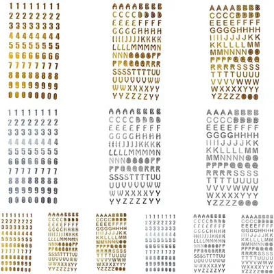 Produktbild von Alfanumerische selbstklebende Sticker, 12 Blätter, Buchstaben und Zahlen, für DIY Dekoration