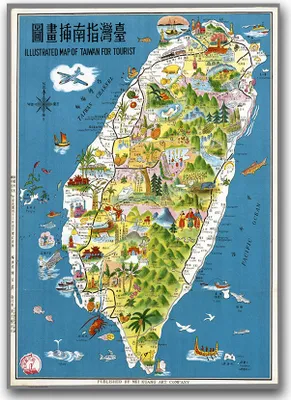 Produktbild von Poster - Canvas - Leinwand - 59,4 cm x 84,1 cm - Fotoposter - Leinwandkunst - Imaging Karte von Taiwan