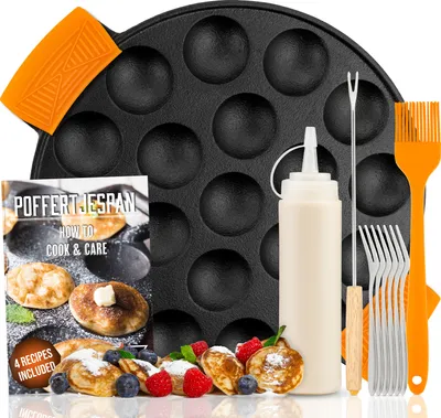 Produktbild von IRONO Poffertjes Pfanne - Poffertjes Maker - 19 Mini Pfannkuchen - Pancake Pfanne - Gusseisen Pfannkuchenpfanne - Eier Crepe pfanne