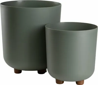 Image de HowHomely | Pots de fleurs avec pieds - Pots de fleurs - verts - lot de 2 - Jardinières - Cache-pots - Faciles d'entretien