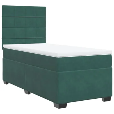 Produktbild von Boxspringbett mit Matratze Dunkelgrün 100x200 cm Samt