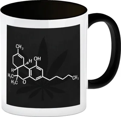 Produktbild von THC Molekül Kaffeebecher Schwarz
