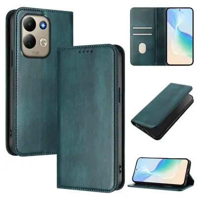 Obrázek produktu pro Pouzdro pro Xiaomi Redmi 17 4G/5G, vintage kožené pouzdro s RFID ochranou, přihrádkami na karty, stojánkem Zelený