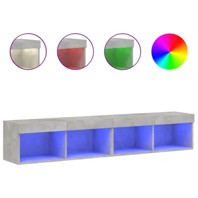 Produktbild von TV-Schränke mit LED-Leuchten 2 Stk. Betongrau 80x30x30 cm