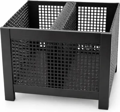 Produktbild von Pelletskorb Brennkorb Brennkammer Korb Schwarz beschichtet 2 Kammern 24x24x18cm
