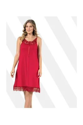 Immagine prodotto di Camicia da notte da donna Tunica Pigiama Rosso S-M Pigiama corto da notte K-69