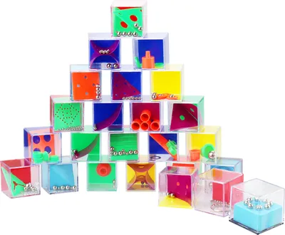 Produktbild von 24er Set WELLGRO Geduldsspiele - je ca. 4 x 4 x 4 cm (LxBxH), Geschicklichkeitsspiel mit Kugeln, Mitgebsel, Denkspiel